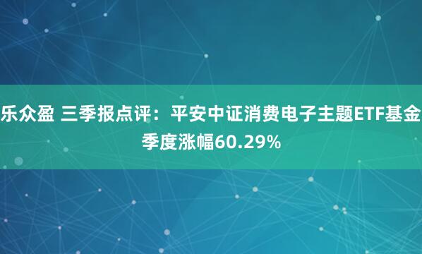 乐众盈 三季报点评：平安中证消费电子主题ETF基金季度涨幅60.29%