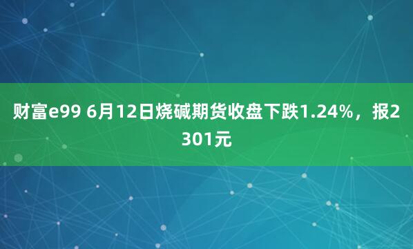 财富e99 6月12日烧碱期货收盘下跌1.24%，报2301元