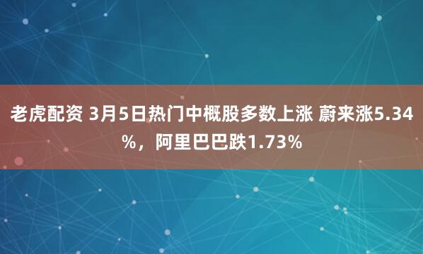 老虎配资 3月5日热门中概股多数上涨 蔚来涨5.34%，阿里巴巴跌1.73%
